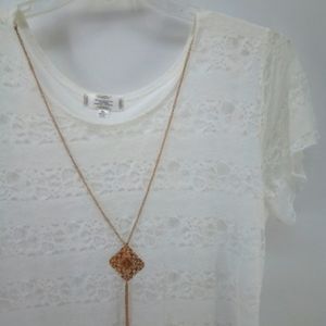 Retro Early 2000's White Lace Necklace Sharkbite Shannon Ford New York XL